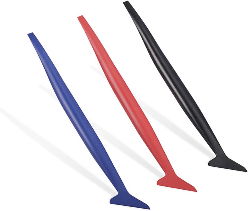 GLSOWEE 3PCS Car Micro Squeegee Curves Slot Tint Tool Set, Auto Vinyl Wrap Tool Kit, 3 in 1 Flexible Vinyl Applicator Tool with Different Hardness for Car Wrapping, Window Tinting - Image 1